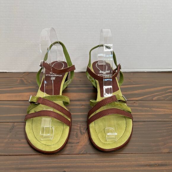 Stonefly Energel Brown Green Suede Leather Open Toe Heeled Sandals 7.5 - Picture 3 of 10